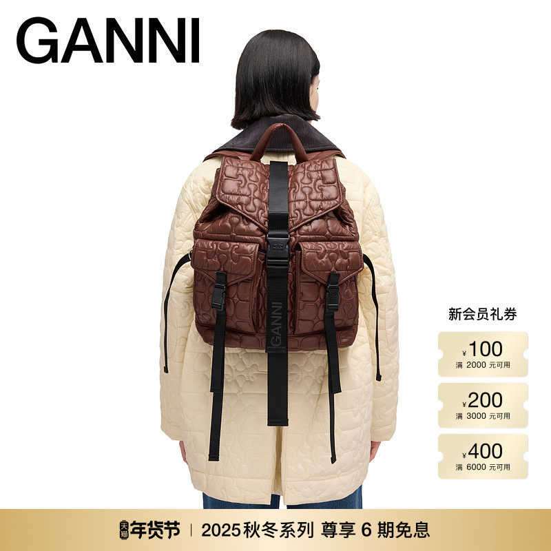 【秋冬新品】GANNI女包 棕色绗缝双肩包旅行包背包 B2080004979,箱包皮具/热销女包/男包,双肩背包,淘宝优惠券,粉丝福利购,淘宝优惠卷