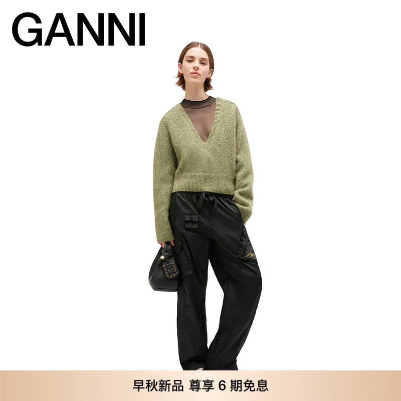 【早秋新品】GANNI女装 法式经典款优雅V领针织打底毛衣 K2621753