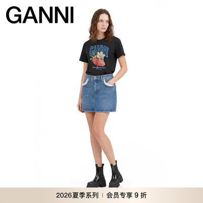 【夏季新款】GANNI女装 草莓印花圆领T恤衫休闲短袖 A1050257252