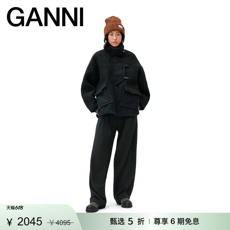 【惊喜首降】GANNI女装 羊毛柔软高领毛呢夹克时尚外套 F9156135