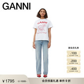 GANNI女装 J1150565 Lovy淡做旧设计直筒牛仔裤