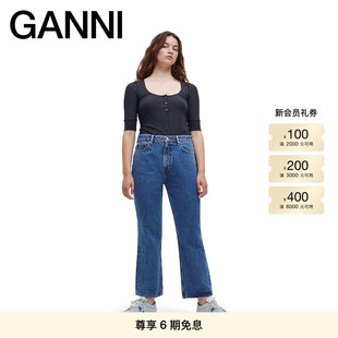 F6459566 微喇牛仔裤 GANNI女装 Betzy复古高腰修身