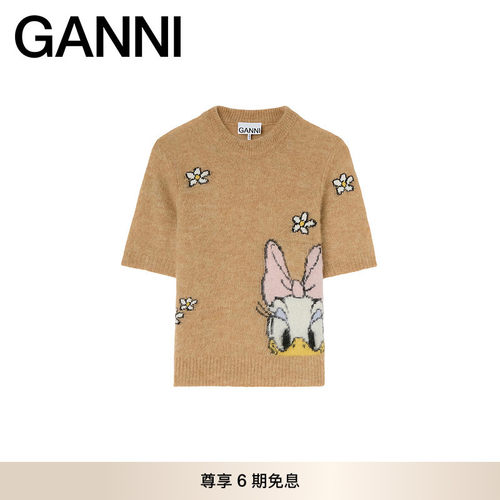 GANNI女装 秋季黛丝优雅图案个性修身时尚针织衫毛衣 A107023702Q