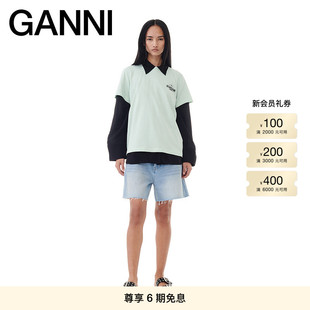 T恤 圆领纯棉短袖 T3923073 水沫绿logo款 GANNI女装