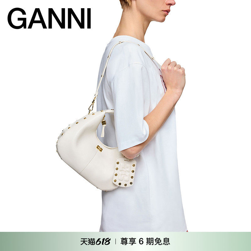 【春夏新款】GANNI女包 Mini Hobo铆钉甜酷手提包 B2070129135