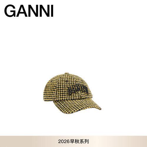 【早秋新款】GANNI女士 黄色格纹棒球帽复古个性帽子 B3020269358
