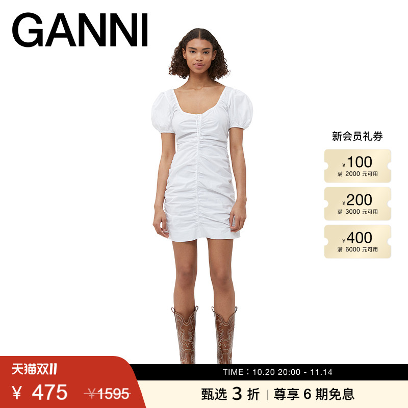 全新棉府绸连衣裙GANNI
