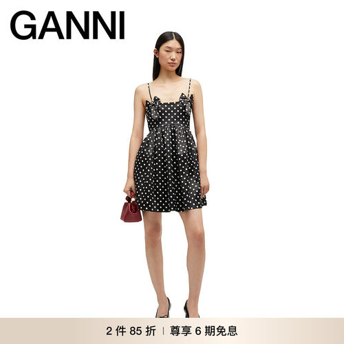 【2件85折】GANNI女装 优雅气质波点吊带度假连衣裙 A1030193099