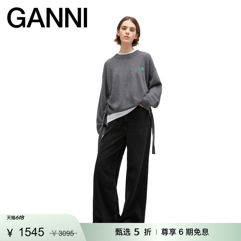 【惊喜首降】GANNI女装 经典法式优雅圆领针织长袖毛衣 K2632220