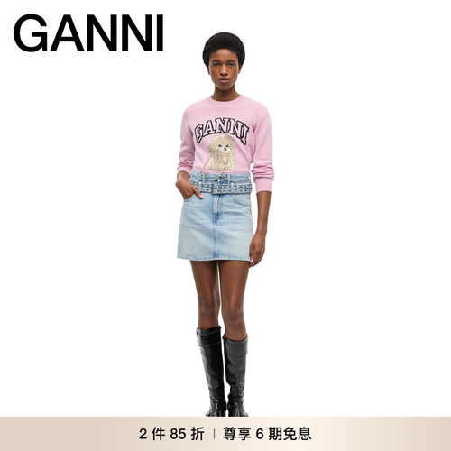 【2件85折】GANNI女装 经典腰带简约牛仔短裙夏季半身裙 J1744564