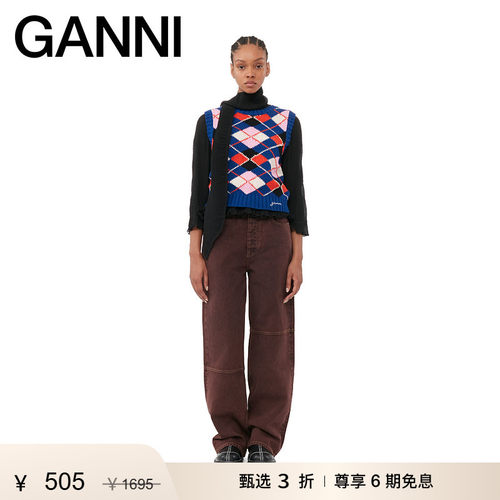 新品针织背心GANNI圆领