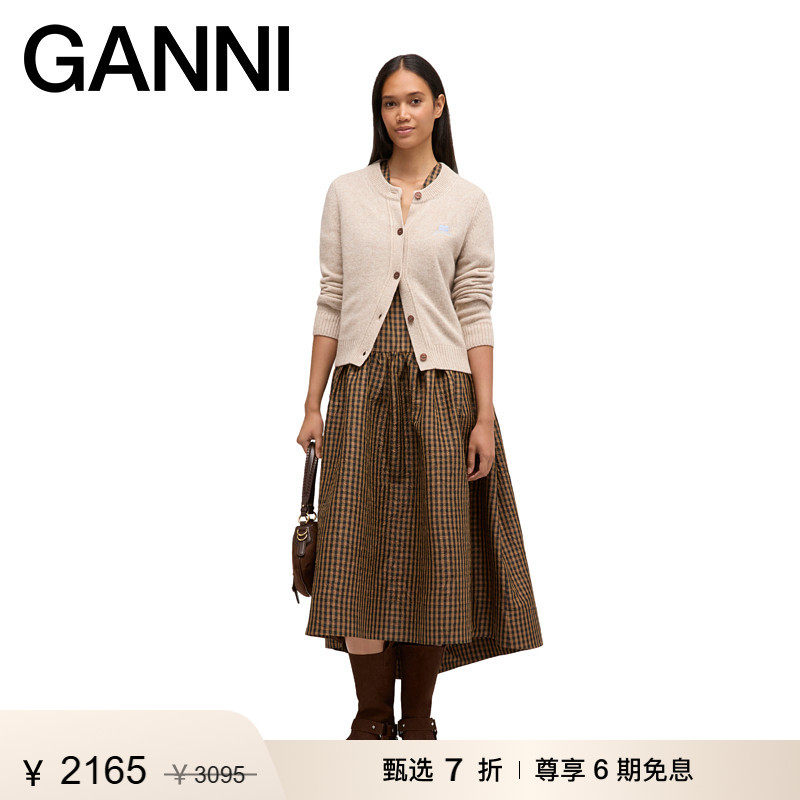 【甄选折扣】GANNI女装 简约优雅法式刺绣毛衣针织开衫 K2594934