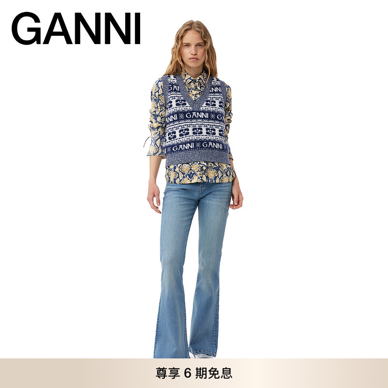 GANNI女装 秋款圆领优雅针织衫个性马甲时尚感背心毛衣 K2092683