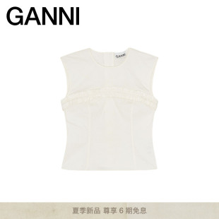 优雅修身 GANNI女装 法式 W0651135 褶皱拉链短上衣 夏季 新品