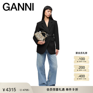 GANNI女装 黑色简约配腰带修身休闲西装外套W0618099