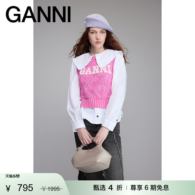 【甄选折扣】GANNI女装 多巴胺LOGO马甲背心毛衣针织衫 K2317295