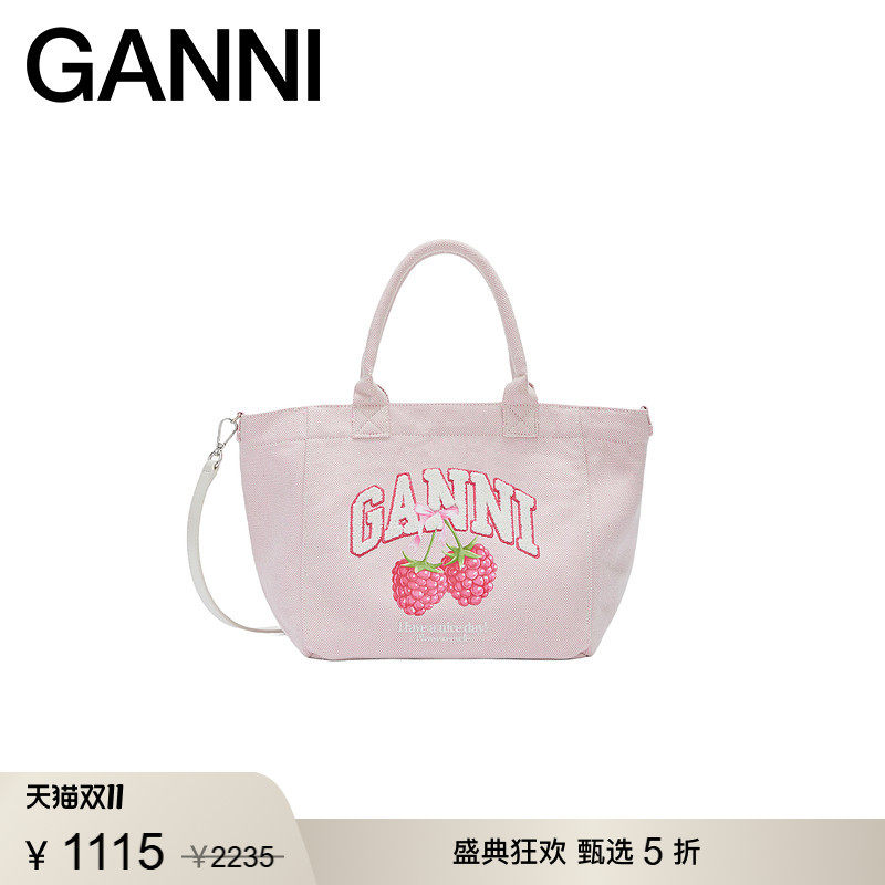 【甄选折扣】GANNI女包水果印花帆布包包小号托特包 B2110089135