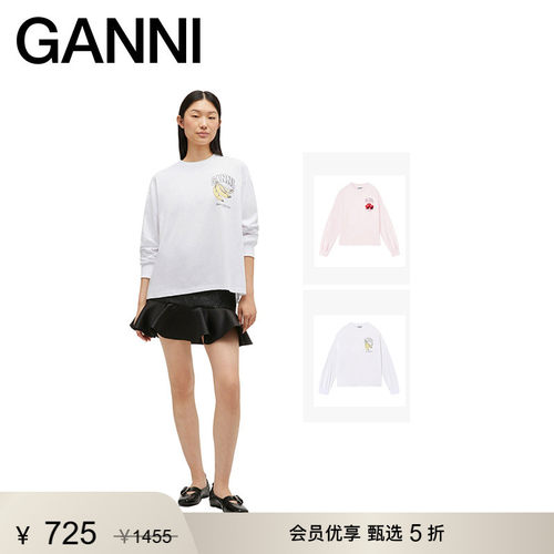 【甄选折扣】GANNI女装 印花上衣薄款秋季美式长袖T恤A1050059151