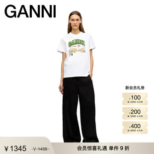 T恤上衣 趣味奔跑小狗宽松短袖 GANNI女装 T4288151 明星同款