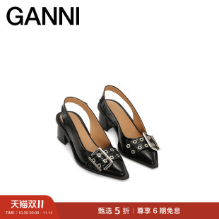 黑色经典 GANNI女鞋 搭扣凉鞋 穆勒鞋 S2331099 高跟鞋 价同双11