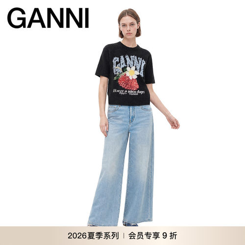 【夏季新款】GANNI女装 时尚针织衫黑色百搭圆领短袖 A1050226099