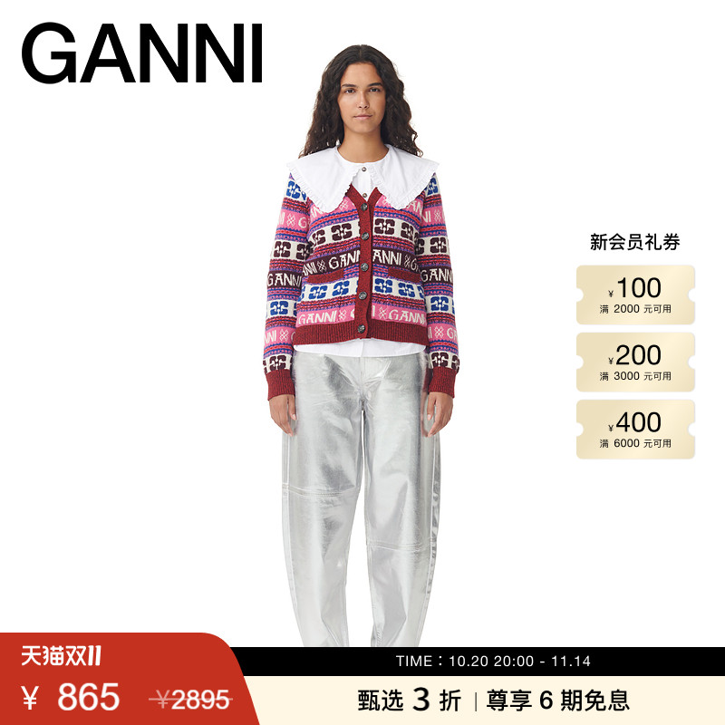 新品针织衫GANNIlogo开衫
