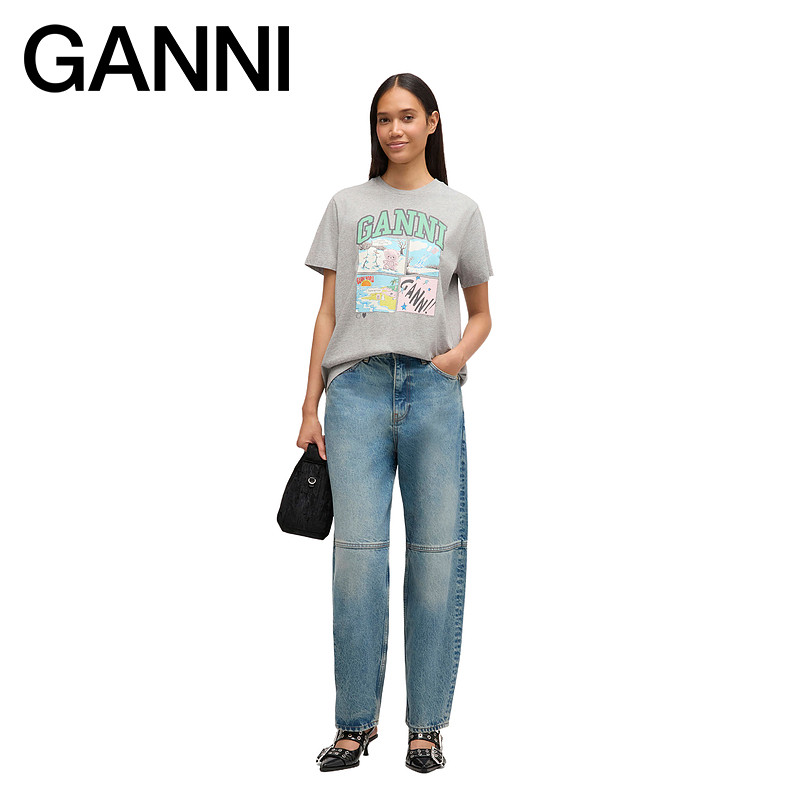 【春夏新款】GANNI女装 趣味漫画印花宽松短袖T恤 A1050070920