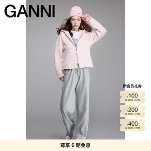 GANNI女装 T4071868 绒毛衬里收腰拉链卫衣连帽衫