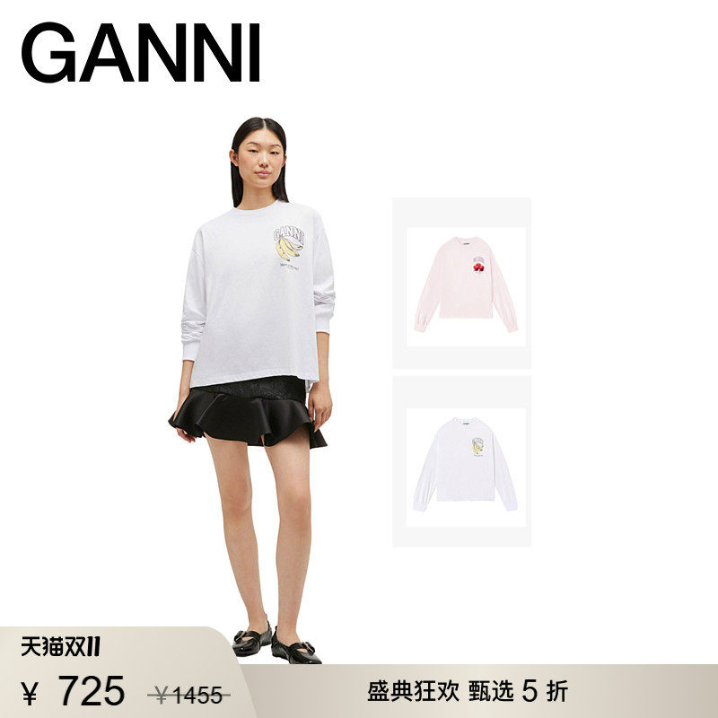 【甄选折扣】GANNI女装 印花上衣薄款秋季美式长袖T恤A1050059151