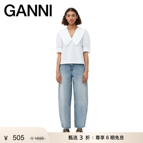 泡泡袖棉府绸上衣GANNI中国