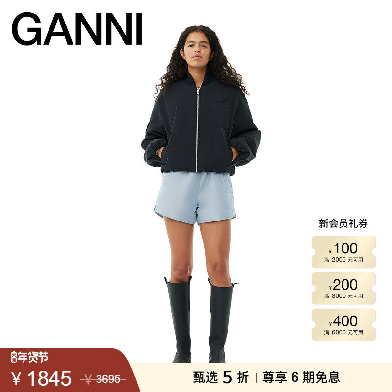 【甄选折扣】GANNI女装 黑色拉链立领廓形外套夹克衫 F9180099,女装/女士精品,短外套,淘宝优惠券,粉丝福利购,淘宝优惠卷