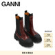 GANNI琥皮革拼接厚底靴中筒靴切尔西靴S2289132