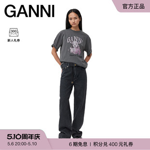 GANNI女装 T3789490 纯棉上衣T恤衫 火山灰小羊印花圆领短袖