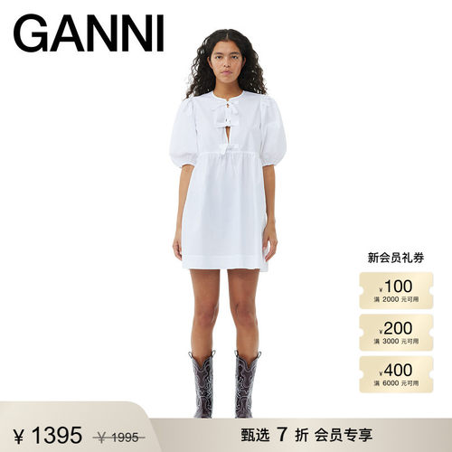 约会连衣裙棉GANNI娃娃裙系带