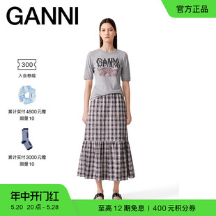 520系列 GANNI女装 新款 T4008921 猫咪印花修身 圆领纯棉T恤衫