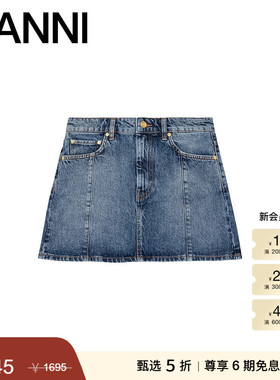 【甄选折扣】GANNI女装 水洗logo款牛仔裙短款半身裙 J1423091
