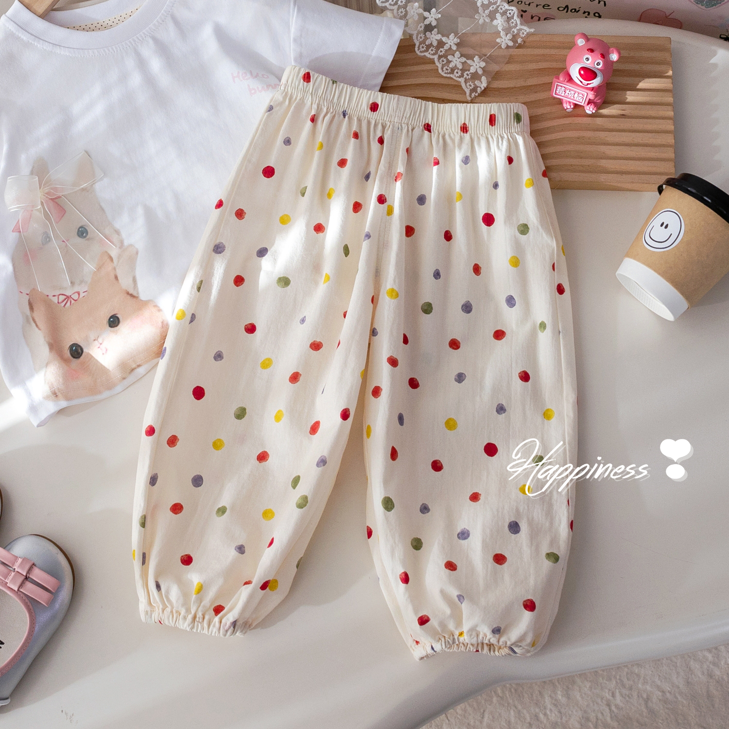 女童韩版新款长裤宝宝夏季洋气波点印花防蚊裤儿童夏装百搭休闲裤