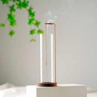 线香炉倒挂香插木质香架玻璃香座线香立座创意香炉防风香炉接灰杯