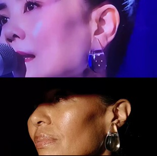 2026年春晚王菲同款耳环透明水滴耳钉轻奢气质夸张树脂耳饰耳坠女