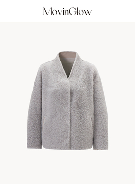 MovinGlow｜雪国风光 西班牙进口拉贡皮毛一体 V领宽松落肩外套