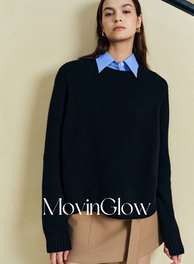MovinGlow｜惬意空间 奢级高克重康赛妮100羊绒 基础圆领宽松毛衣