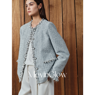 MovinGlow | 典藏底蕴 羊毛花纱纯手工山茶花瓣钉珠 高定香风外套