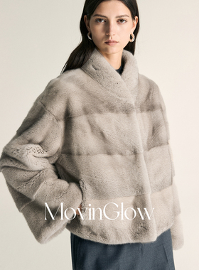 MovinGlow｜伦敦雪季 Saga Lumi超皇冠级天鹅绒水貂 横排立领外套