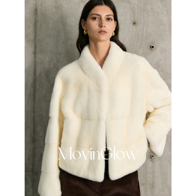 MovinGlow｜小樽之雪 Saga Lumi超皇冠级天鹅绒水貂 横排立领外套
