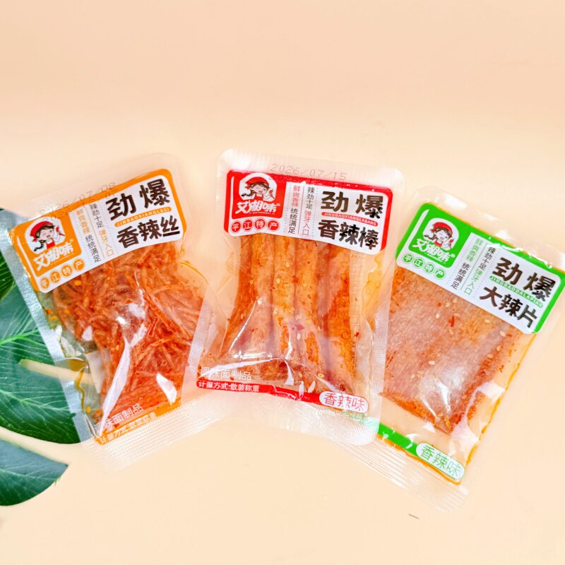 艾湘味劲爆香辣丝辣棒辣片小面筋手工豆皮手工豆卷平江辣条零食