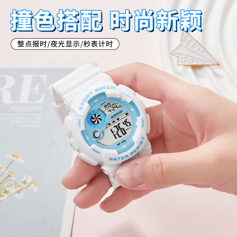 学生款手表电子表女数字显示运动夜光ins风简约防水儿童初高中男