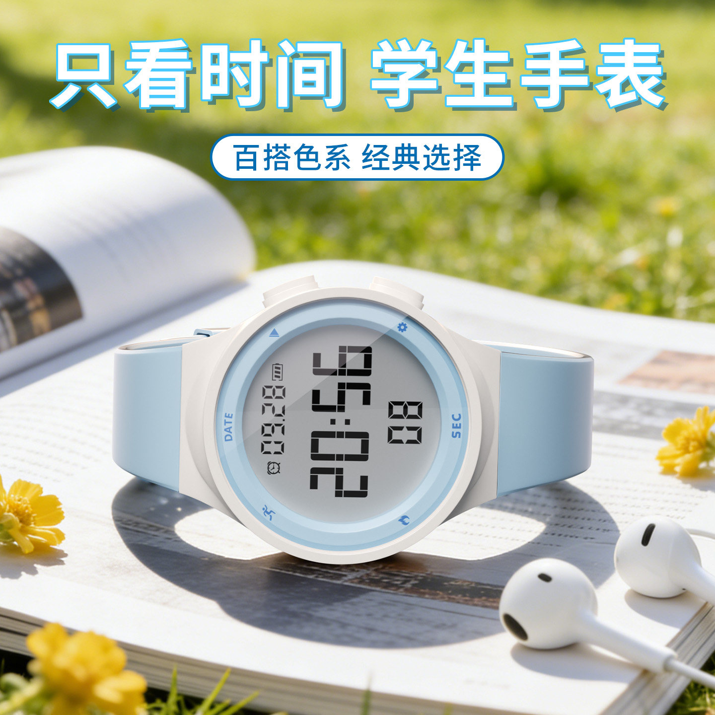 初中生手表男学生只看时间儿童男孩简约百搭运动防水电子表女计时
