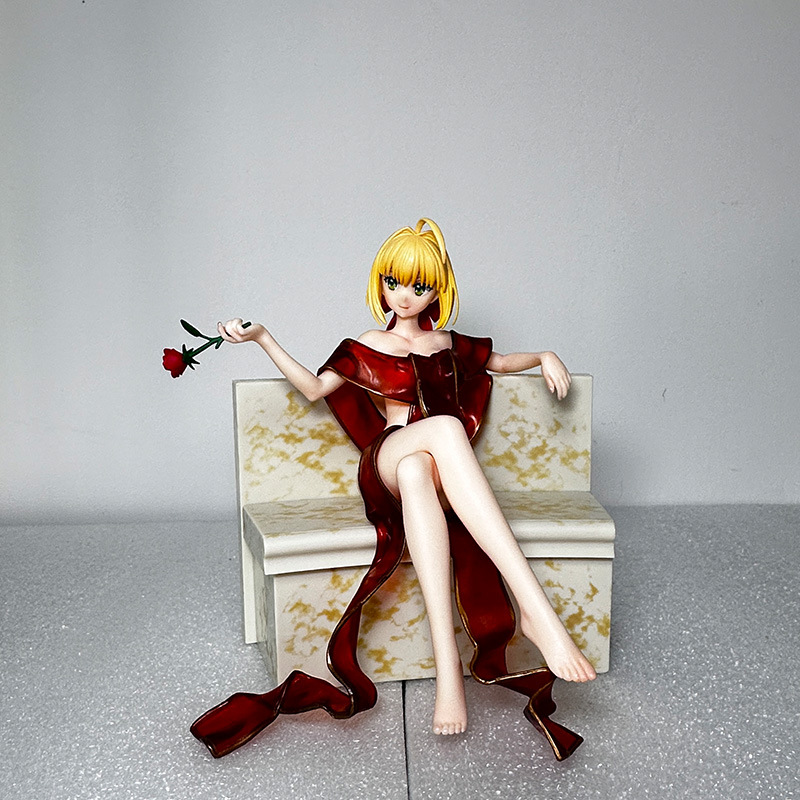 现货二次元美少女尼禄浴袍坐姿可爱盒装国产手办雕像模型礼物