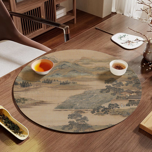 茶席桌旗小尺寸硅藻泥圆形桌布