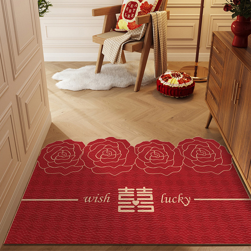 结婚地垫入户门垫皮革pvc免洗门口进门脚垫喜庆新婚红地毯可裁剪,居家布艺,入户地垫,淘宝优惠券,粉丝福利购,淘宝优惠卷